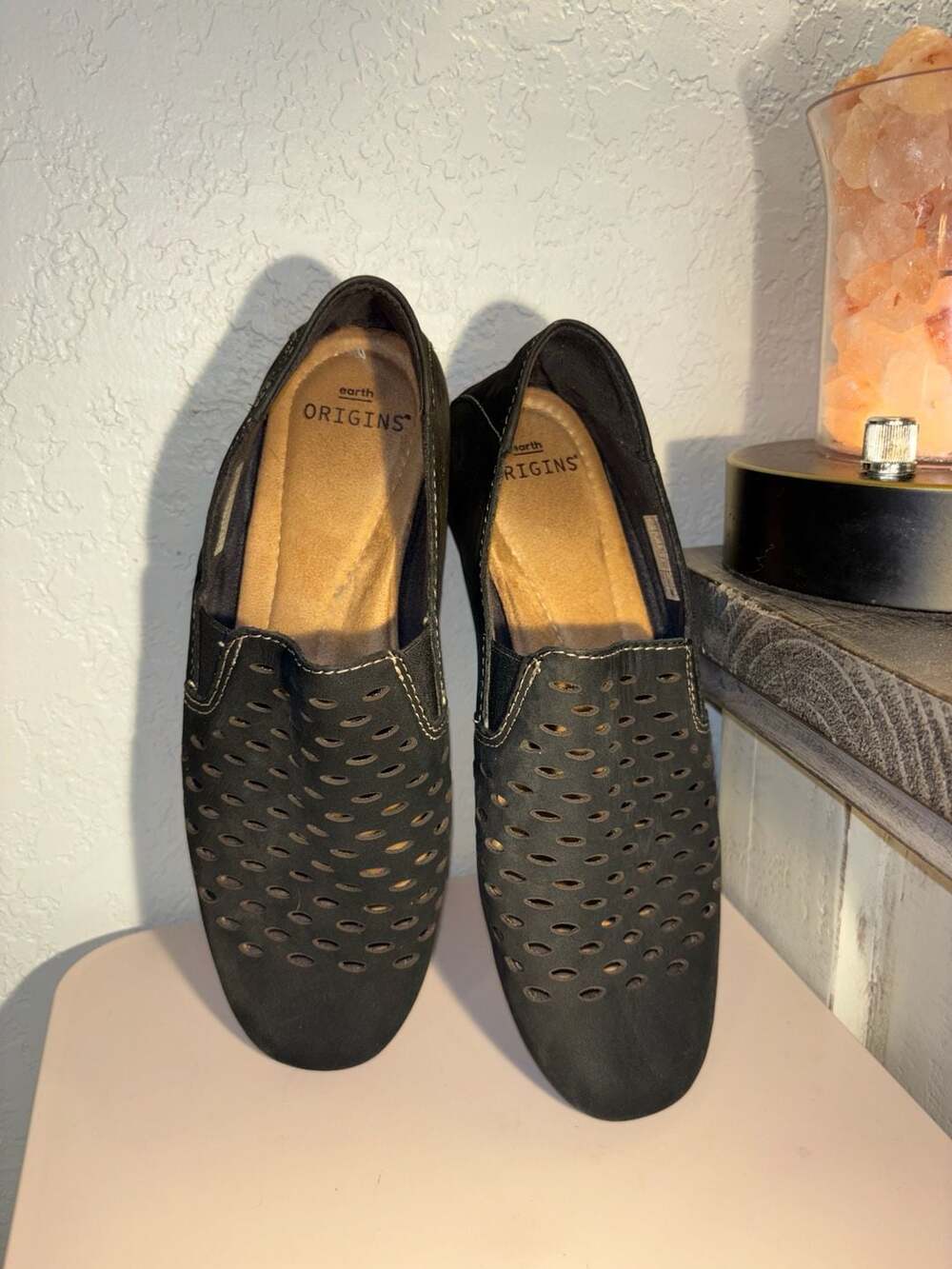 O2: Earth Origins Rocco Black Nubuck Perforated Slip-On Flats Size 7M